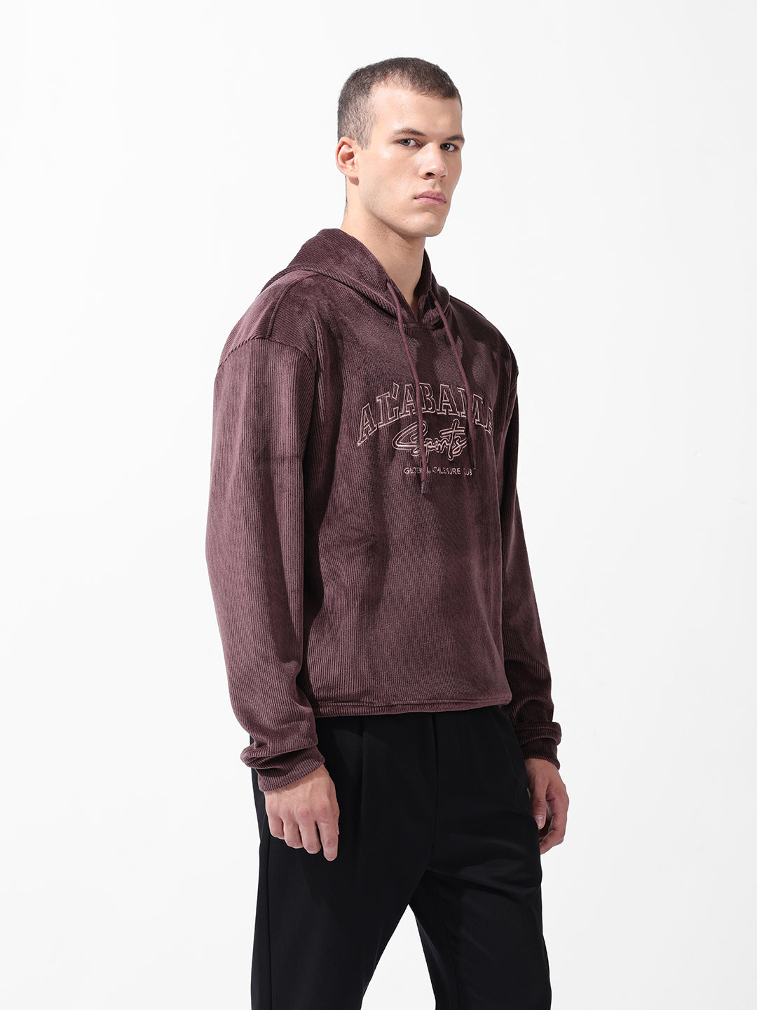 Men's Brown Regular Fit Textured Casual Sweatshirt