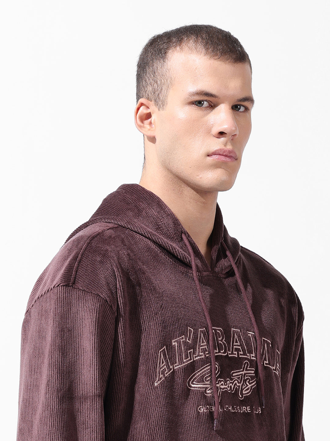Men's Brown Regular Fit Textured Casual Sweatshirt