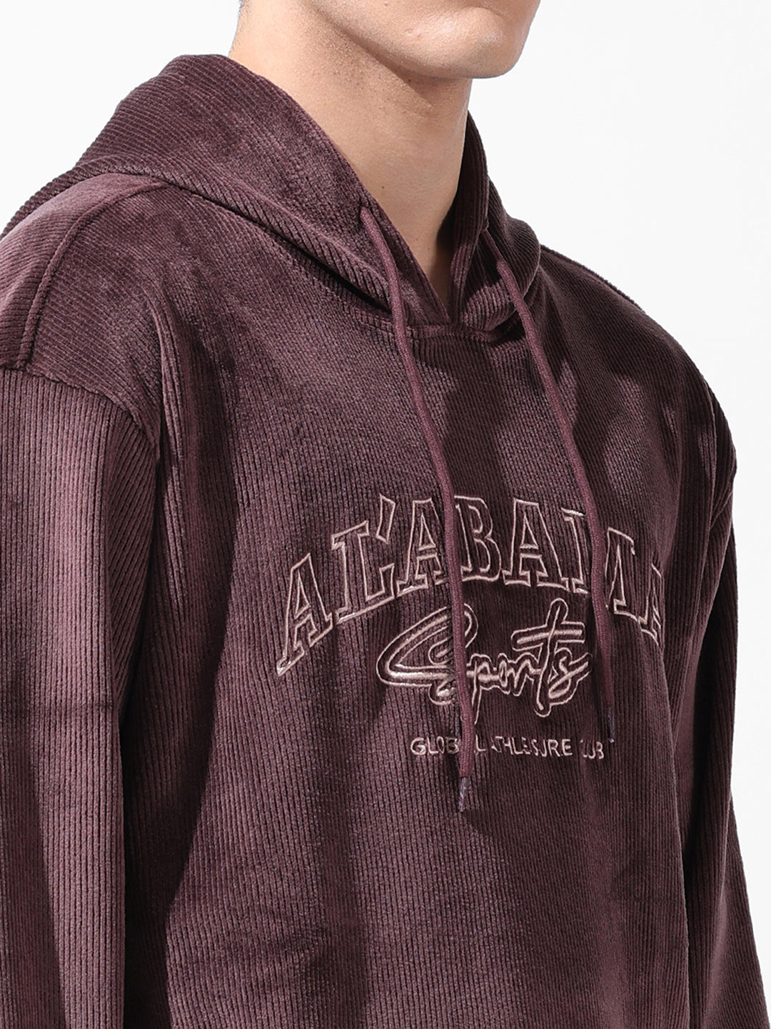 Men's Brown Regular Fit Textured Casual Sweatshirt