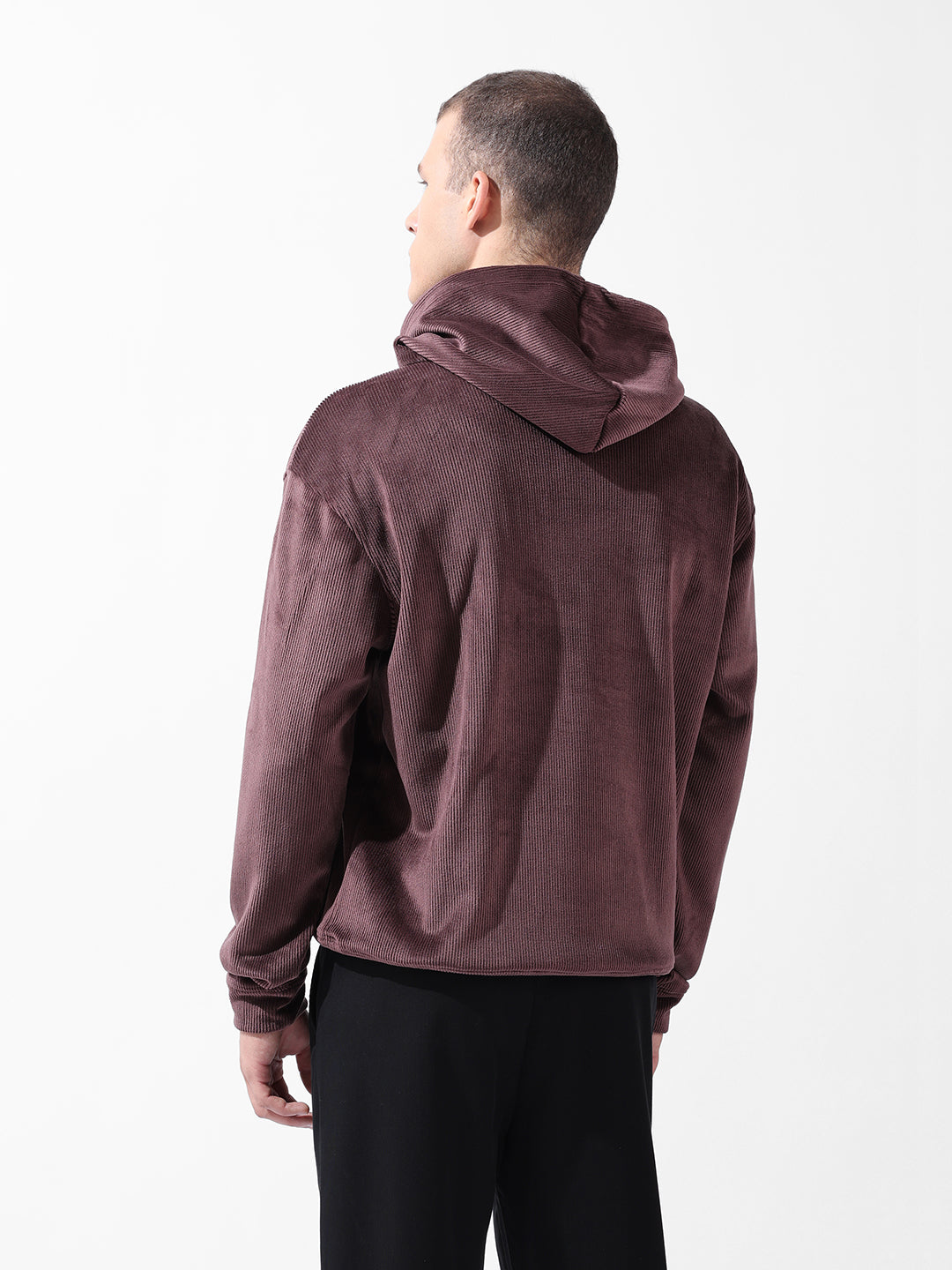 Men's Brown Regular Fit Textured Casual Sweatshirt