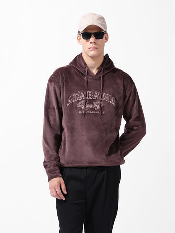 Men's Brown Regular Fit Textured Casual Sweatshirt