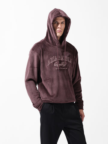 Men's Brown Regular Fit Textured Casual Sweatshirt