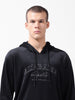 Men's Black Regular Fit Textured Casual Sweatshirt