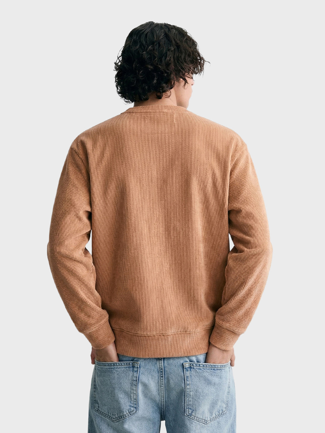 Men's Taupe Oversized Fit Embroidered Casual Sweatshirt