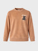 Men's Taupe Oversized Fit Embroidered Casual Sweatshirt