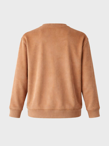 Men's Taupe Oversized Fit Embroidered Casual Sweatshirt