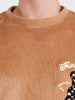 Men's Taupe Oversized Fit Embroidered Casual Sweatshirt