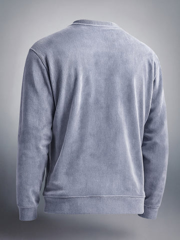 Men's Steel grey Oversized Fit Textured Casual Sweat Shirt