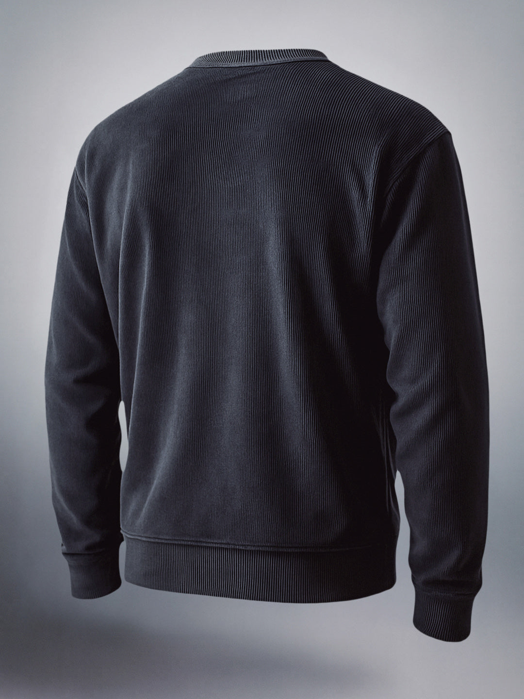 Men's Black Oversized Fit Textured Casual Sweat Shirt