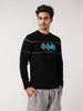 Men's Black Slim Fit Character Batman Printed Crew Neck T-Shirt