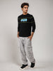 Men's Black Slim Fit Character Batman Printed Crew Neck T-Shirt