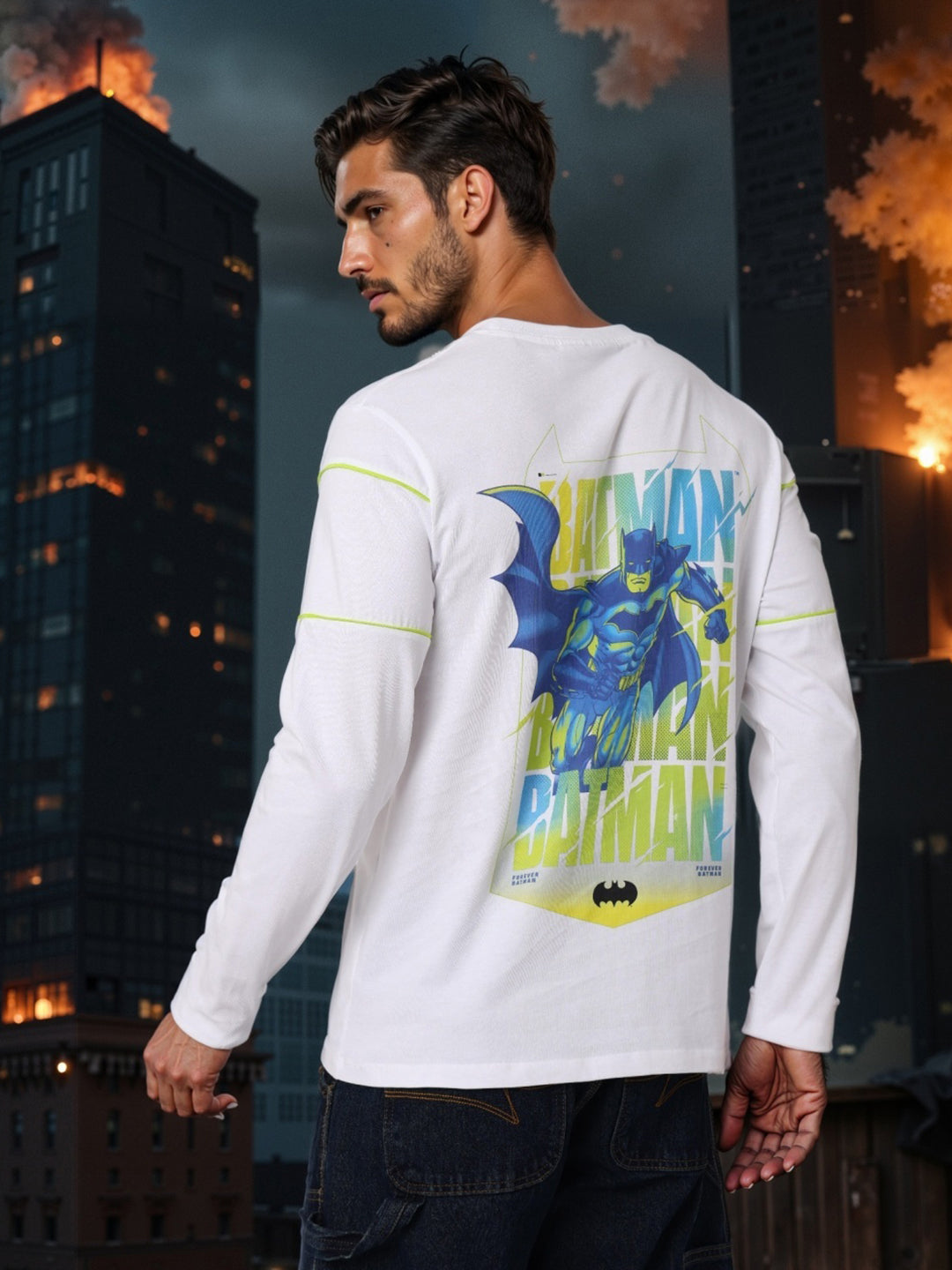 Men's Slim Fit Batman Back Print T-Shirt