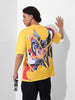 Men's Yellow Boxy Fit Character Batman Printed Crew Neck T-Shirt