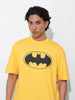 Men's Yellow Boxy Fit Character Batman Printed Crew Neck T-Shirt