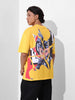 Men's Yellow Boxy Fit Character Batman Printed Crew Neck T-Shirt