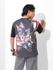 Men's Black Boxy Fit Character Batman Printed Crew Neck T-Shirt