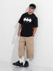 Men's Black Boxy Fit Character Batman Printed Crew Neck T-Shirt