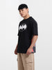 Men's Black Boxy Fit Character Batman Printed Crew Neck T-Shirt