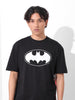 Men's Black Boxy Fit Character Batman Printed Crew Neck T-Shirt