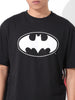 Men's Black Boxy Fit Character Batman Printed Crew Neck T-Shirt
