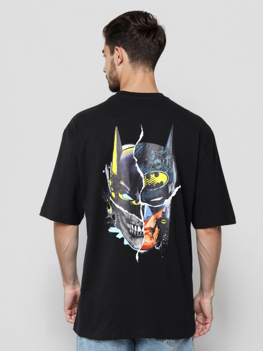 Men's Oversized Batman Back Print T-Shirt