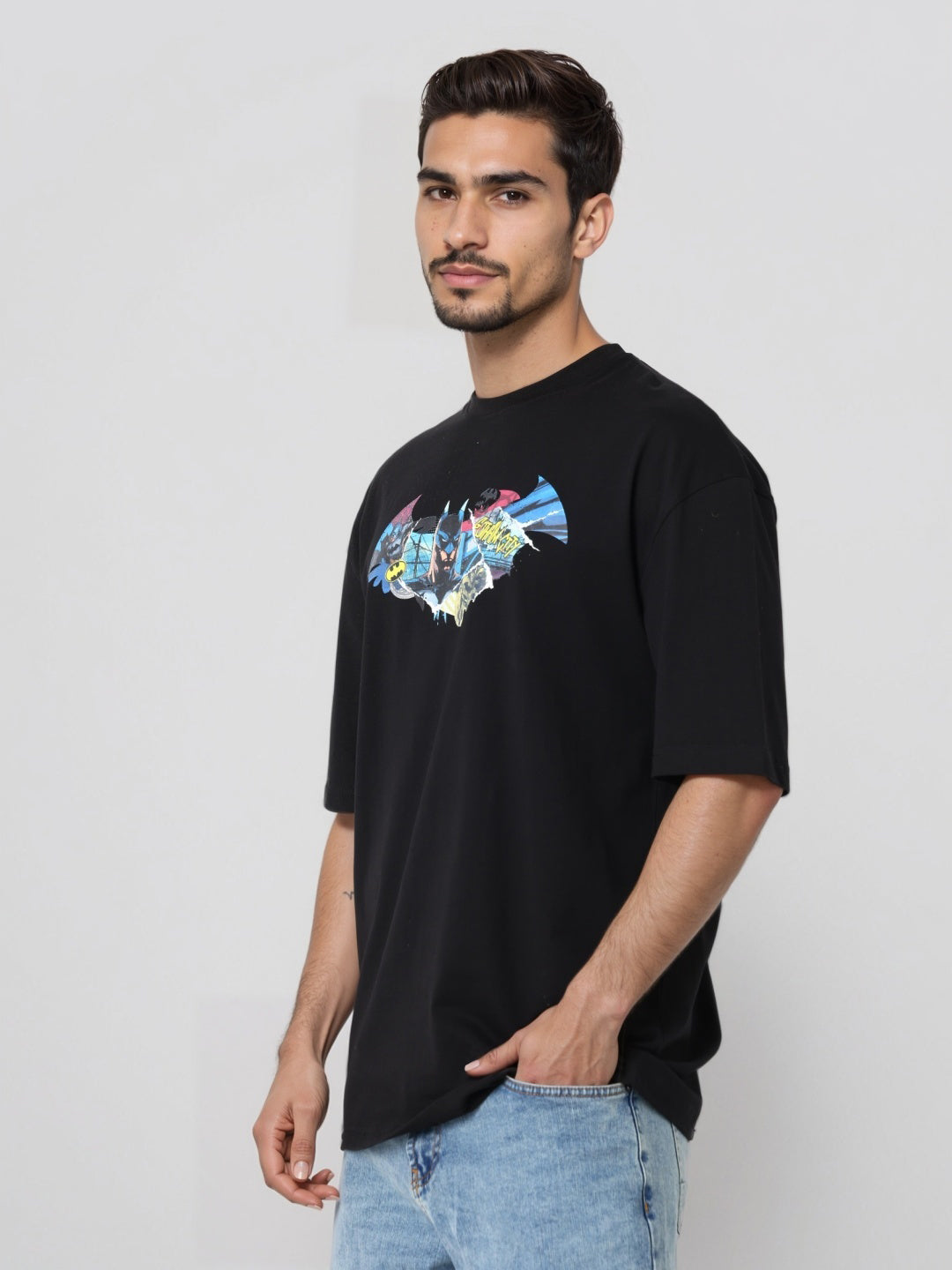Men's Oversized Batman Back Print T-Shirt