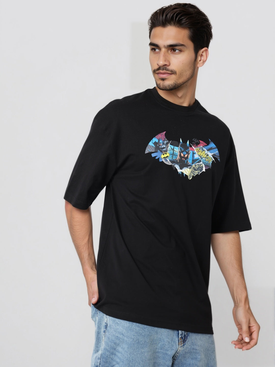 Men's Oversized Batman Back Print T-Shirt
