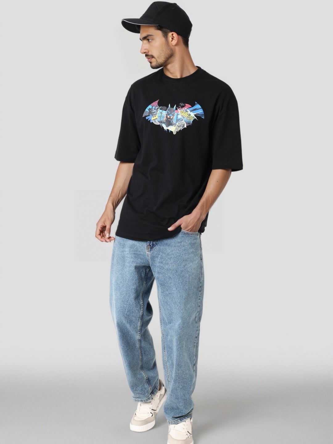 Men's Oversized Batman Back Print T-Shirt