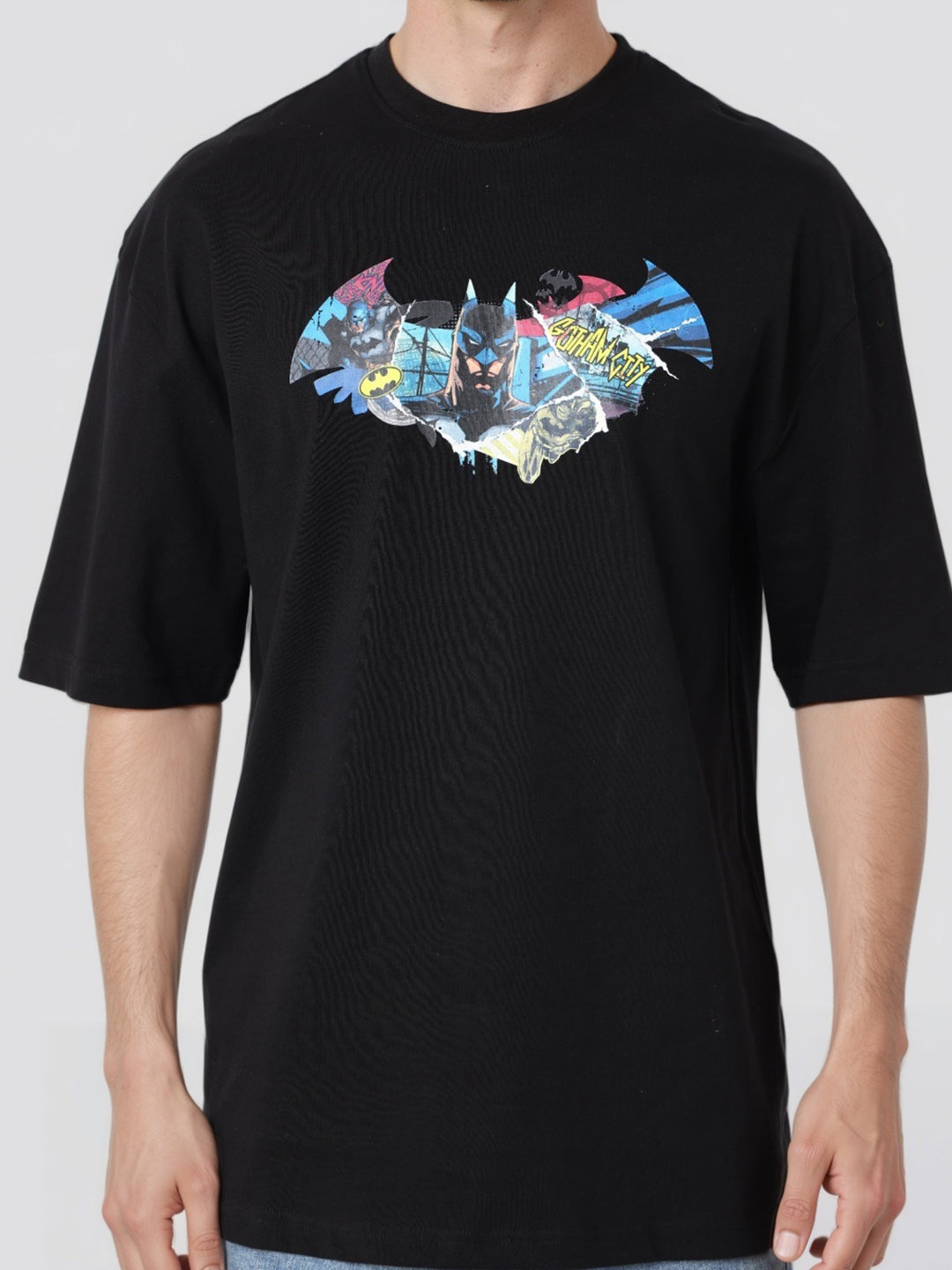 Men's Oversized Batman Back Print T-Shirt