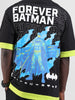 Men's Black Oversized Fit Character Batman Printed Crew Neck T-Shirt