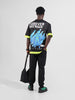 Men's Black Oversized Fit Character Batman Printed Crew Neck T-Shirt
