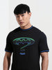 Men's Black Slim Fit Character Batman Printed Crew Neck T-Shirt