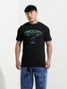 Men's Black Slim Fit Character Batman Printed Crew Neck T-Shirt