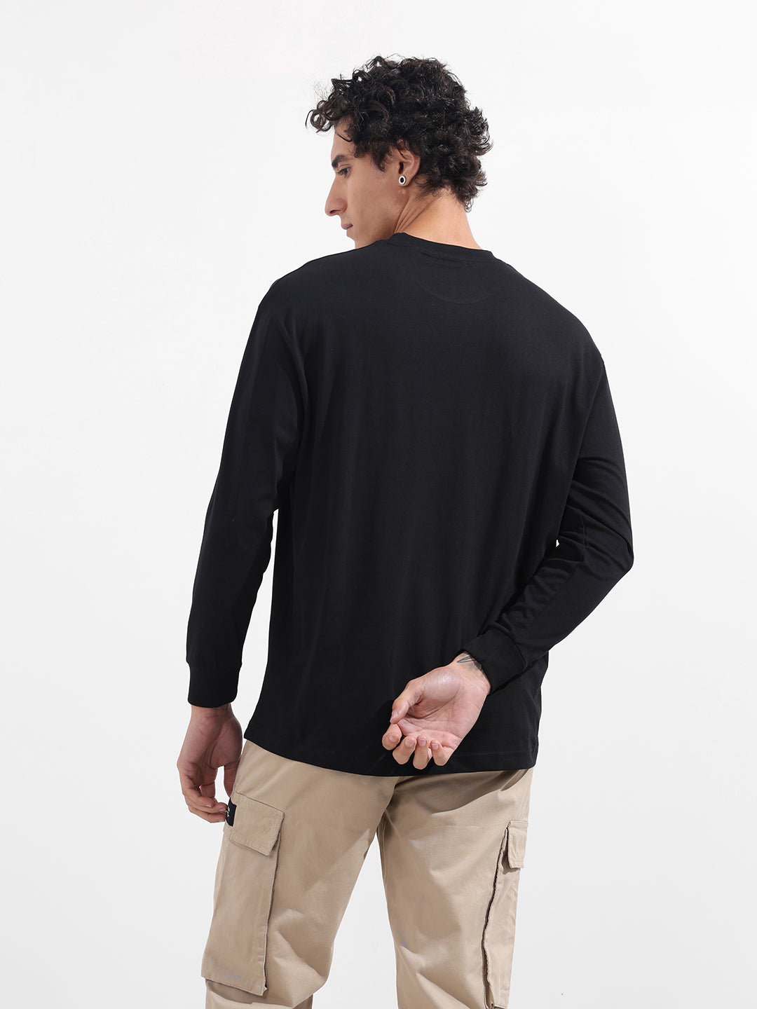 Men's Black Oversized Fit Character Batman Character T-Shirt