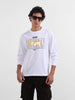 Men's White Oversized Fit Character Batman Character T-Shirt