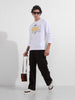 Men's White Oversized Fit Character Batman Character T-Shirt