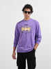 Men's Purple Oversized Fit Character Batman Character T-Shirt