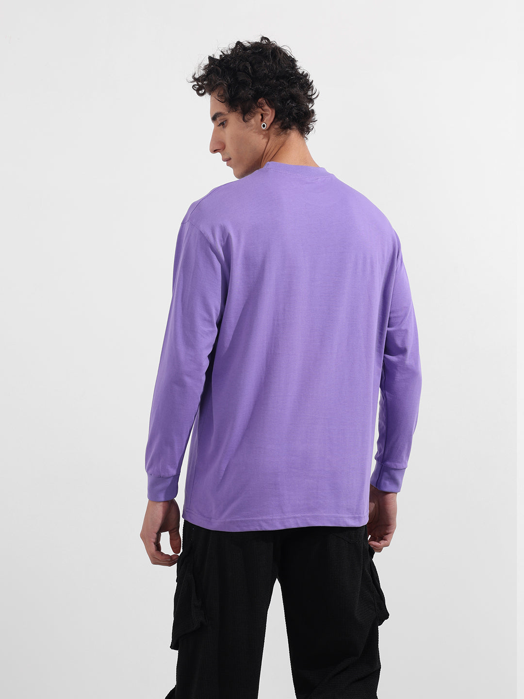 Men's Purple Oversized Fit Character Batman Character T-Shirt