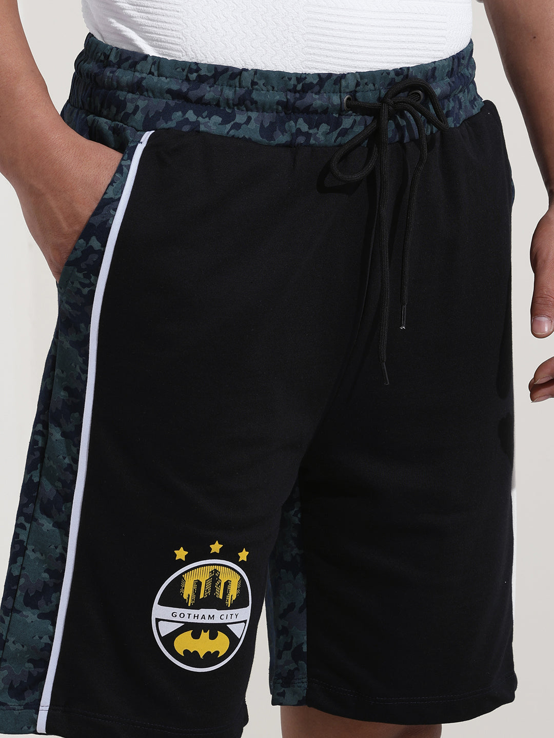 Men's Black Regular Fit Character Batman Printed Shorts