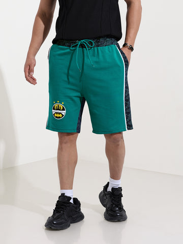 Men's Green Regular Fit Character Batman Printed Shorts