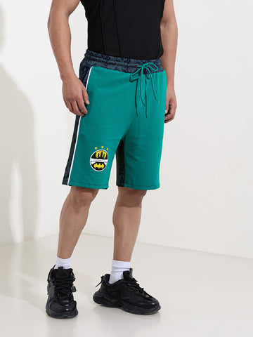 Men's Green Regular Fit Character Batman Printed Shorts