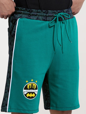 Men's Green Regular Fit Character Batman Printed Shorts