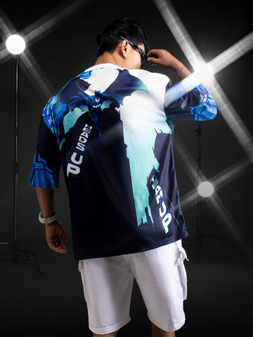 Men's Printed Extended Sleeves Applique T-shirt