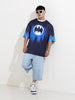 Men's Printed Extended Sleeves Applique T-shirt
