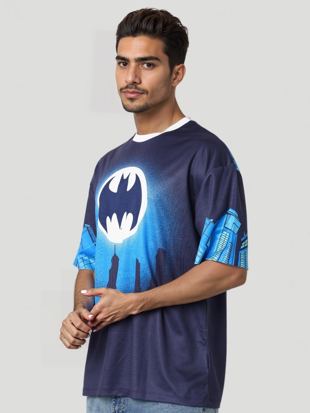 Men's Oversized Batman Back Print T-Shirt
