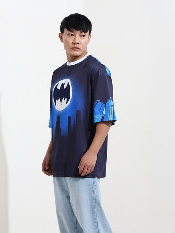 Men's Printed Extended Sleeves Applique T-shirt