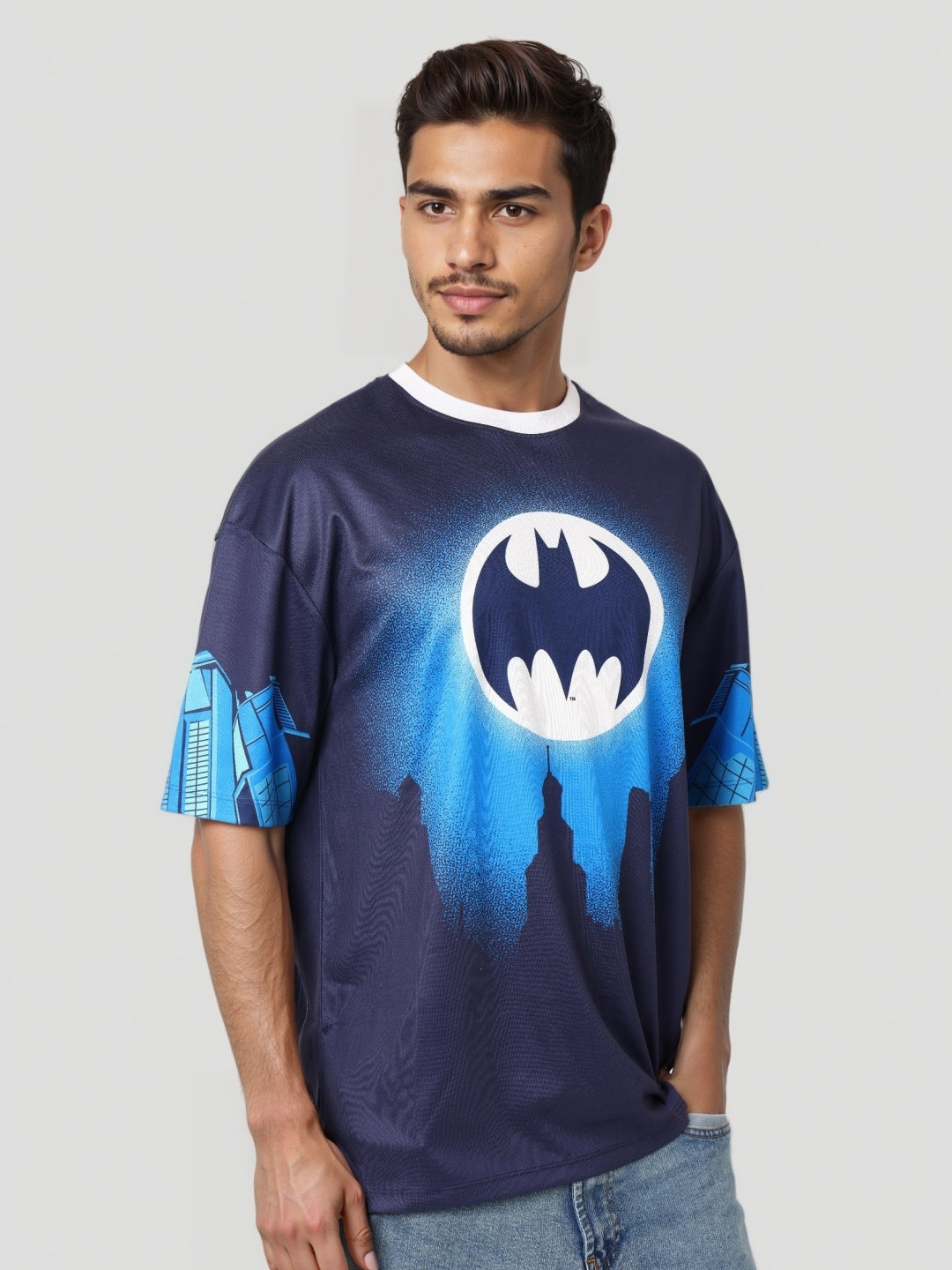 Men's Oversized Batman Back Print T-Shirt