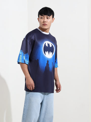 Men's Printed Extended Sleeves Applique T-shirt