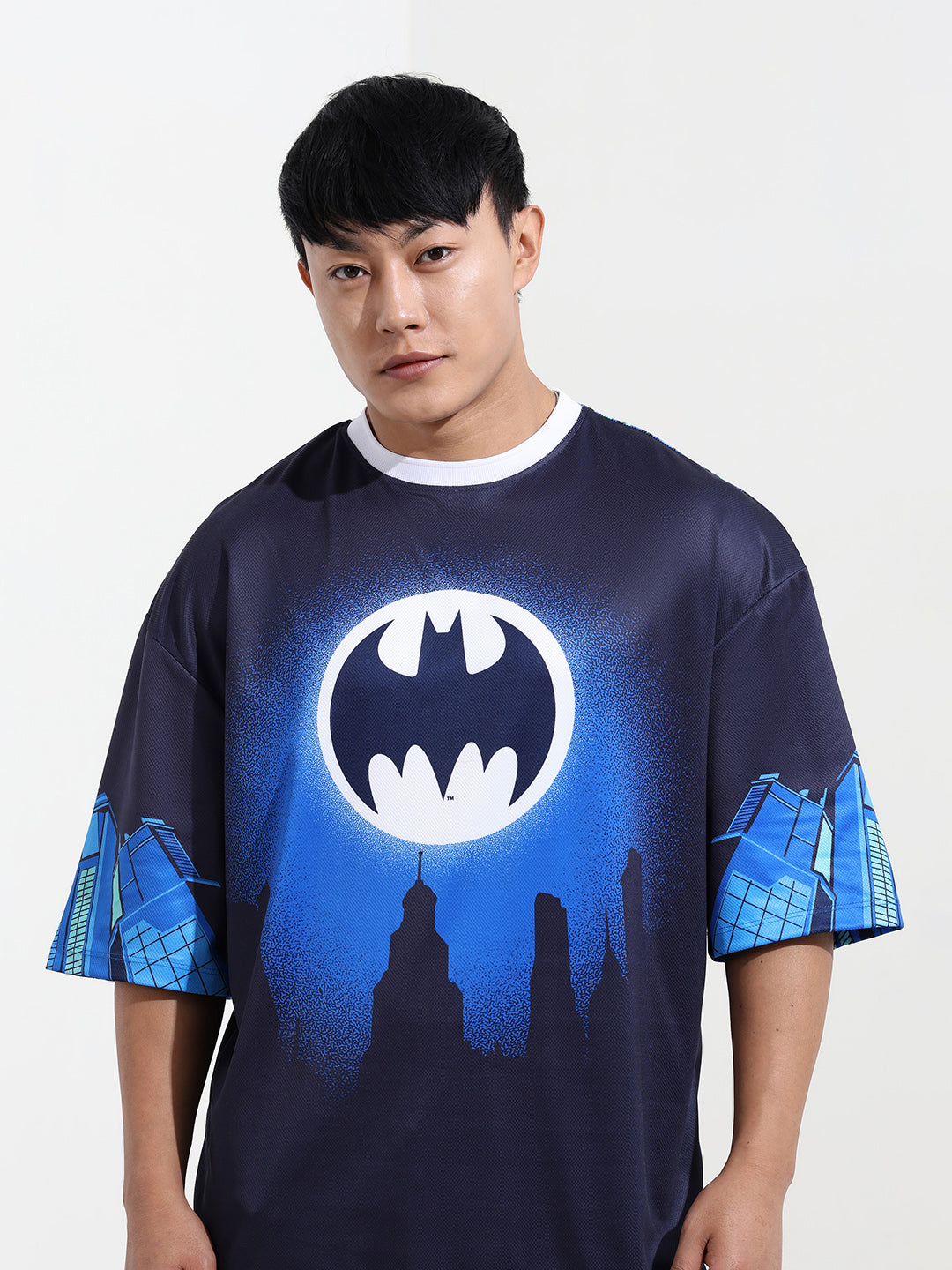Men's Printed Extended Sleeves Applique T-shirt