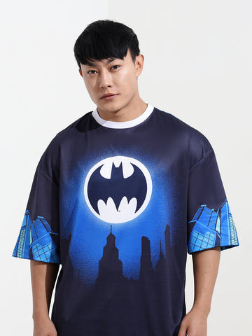 Men's Printed Extended Sleeves Applique T-shirt